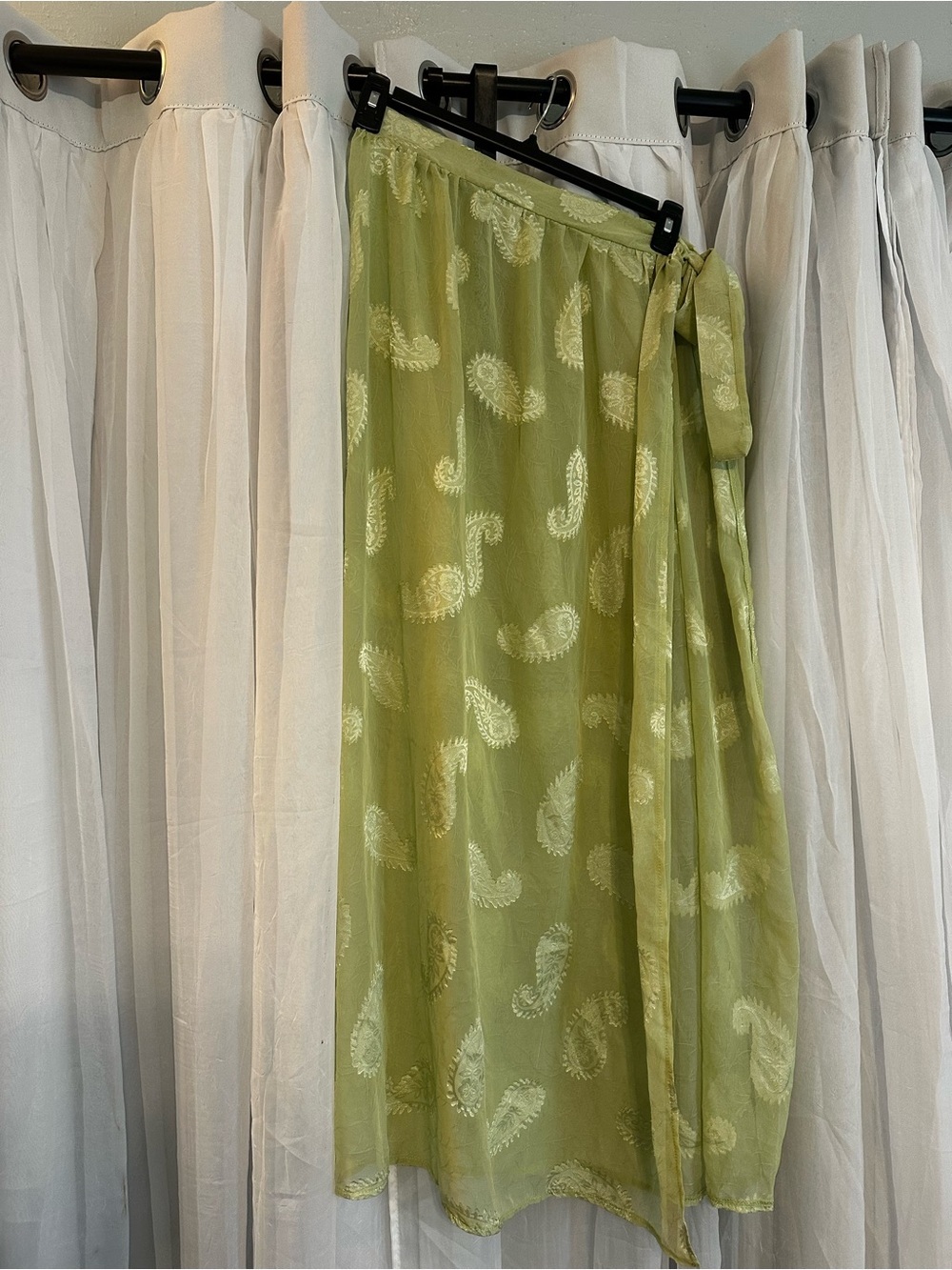 Light Green Paisley Wrap Swim Cover Up